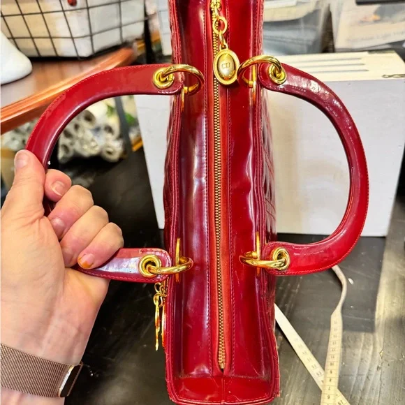 GUC Lady Dior Red Quilted Handbag w/ COA - Picture 6 of 16